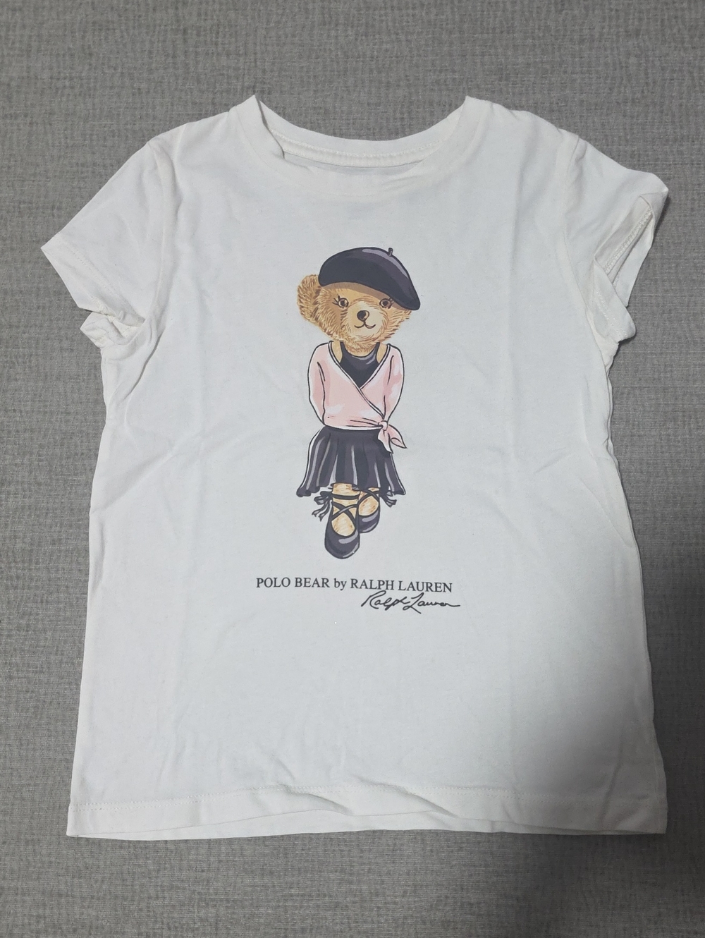 Ralph Lauren White Tee with Pink & Navy Polo Bear Graphic